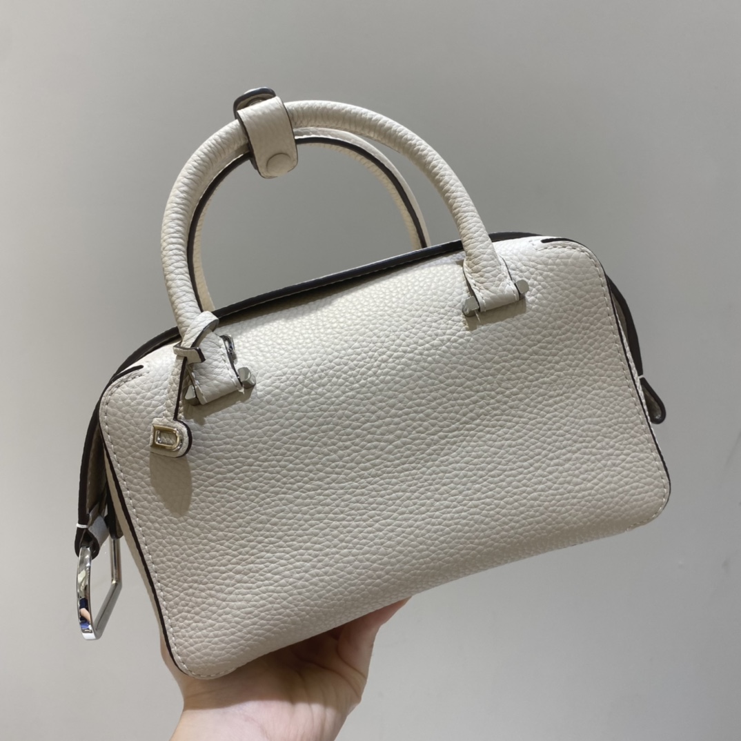 Delvaux Cool Box MM Leather Shoulder Bag White Pony-style