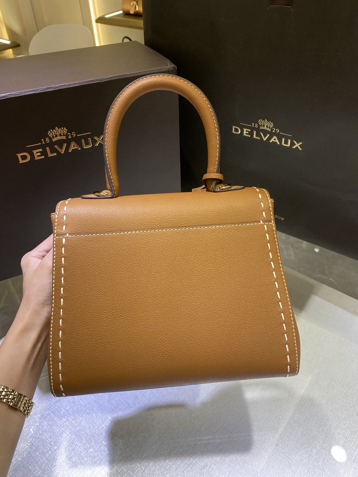 Delvaux Delvaux Delvaux Leather Handbag Brown