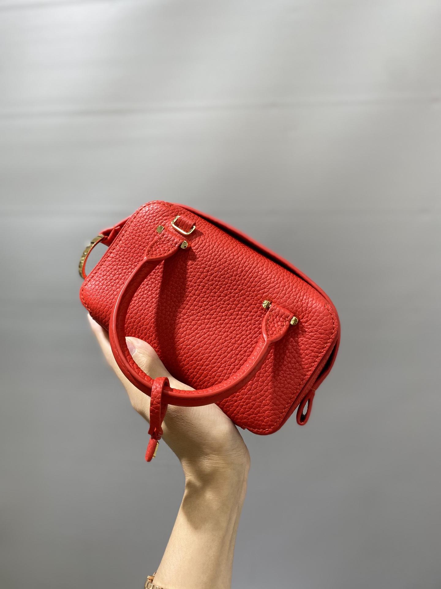 DELVAUX Grained Calfskin Mini CoolBAG RED Box Satchel Scarlet ...