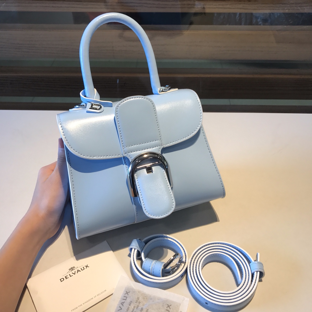 Delvaux Mini Brillant Leather Tote Bag | Blue -