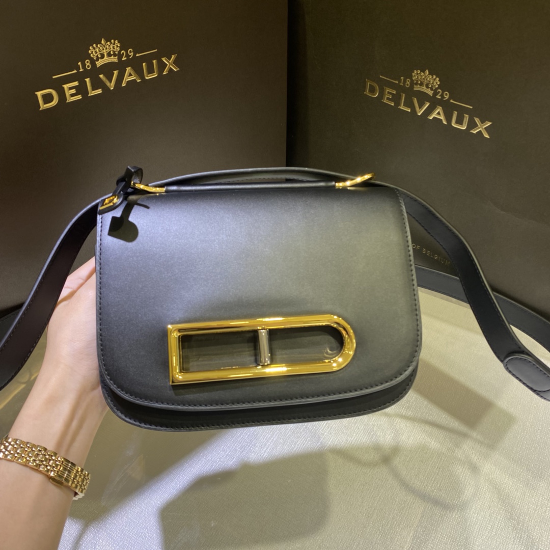 DELVAUX Olen Calfskin Small Lingot Crossbody Black