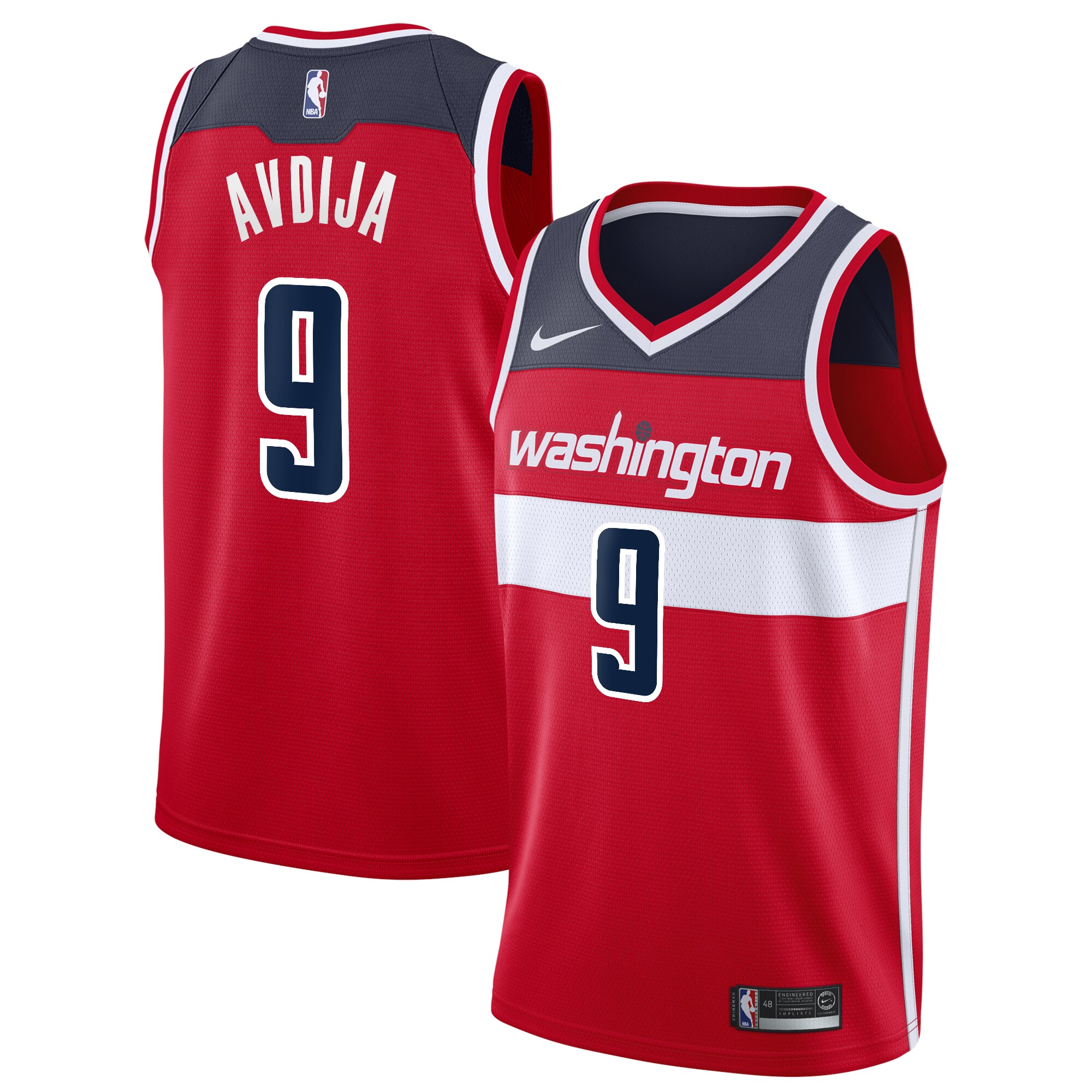 Nike Deni Avdija Wizards 2020/21 Jersey - Premium Red Swingman #9