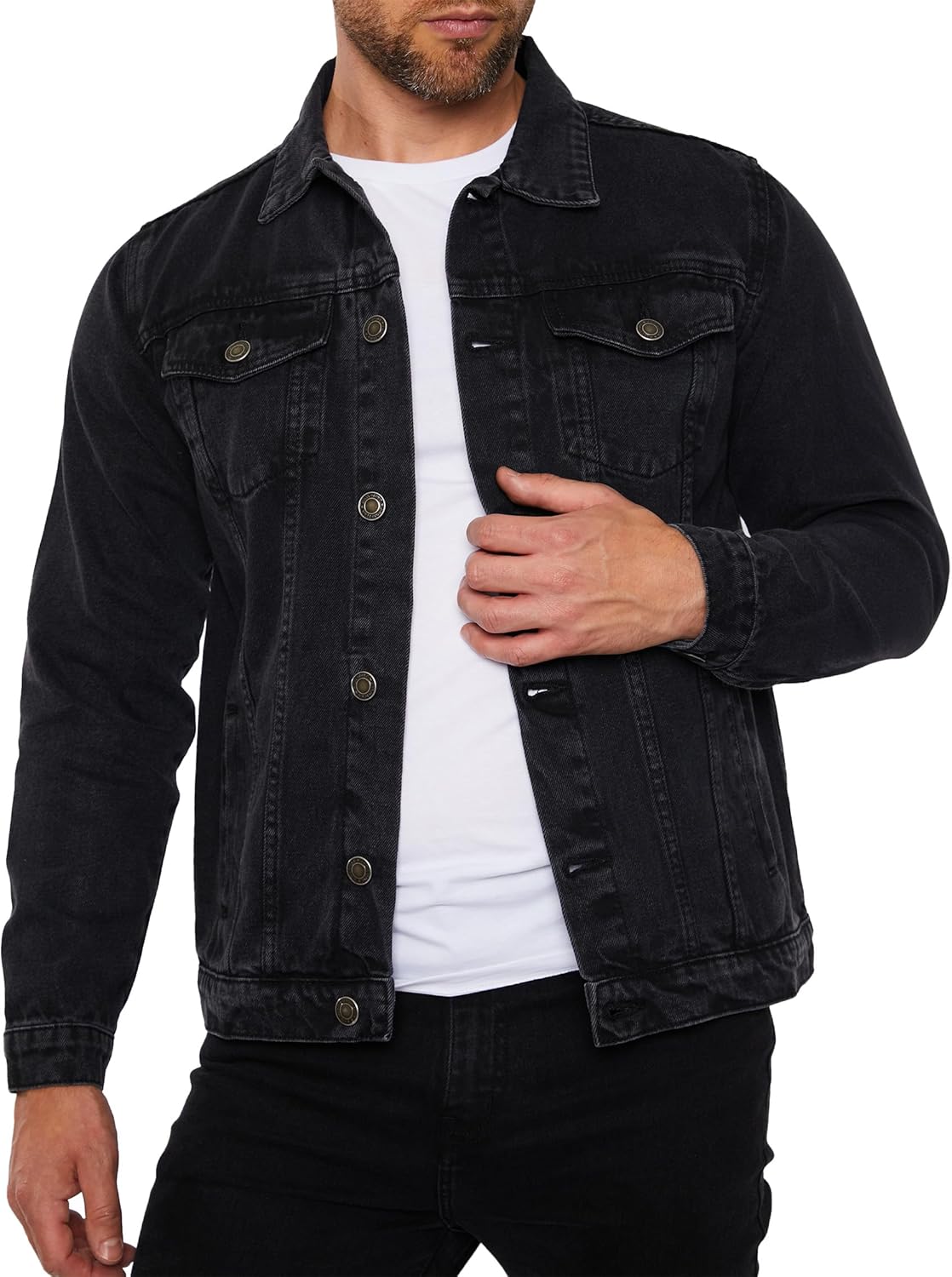 Denim Jacket Men – Casual Vintage Regular Fit Button Down Trucker Style \u2013 Mens Jean Jackets Stylish Everyday Outerwear