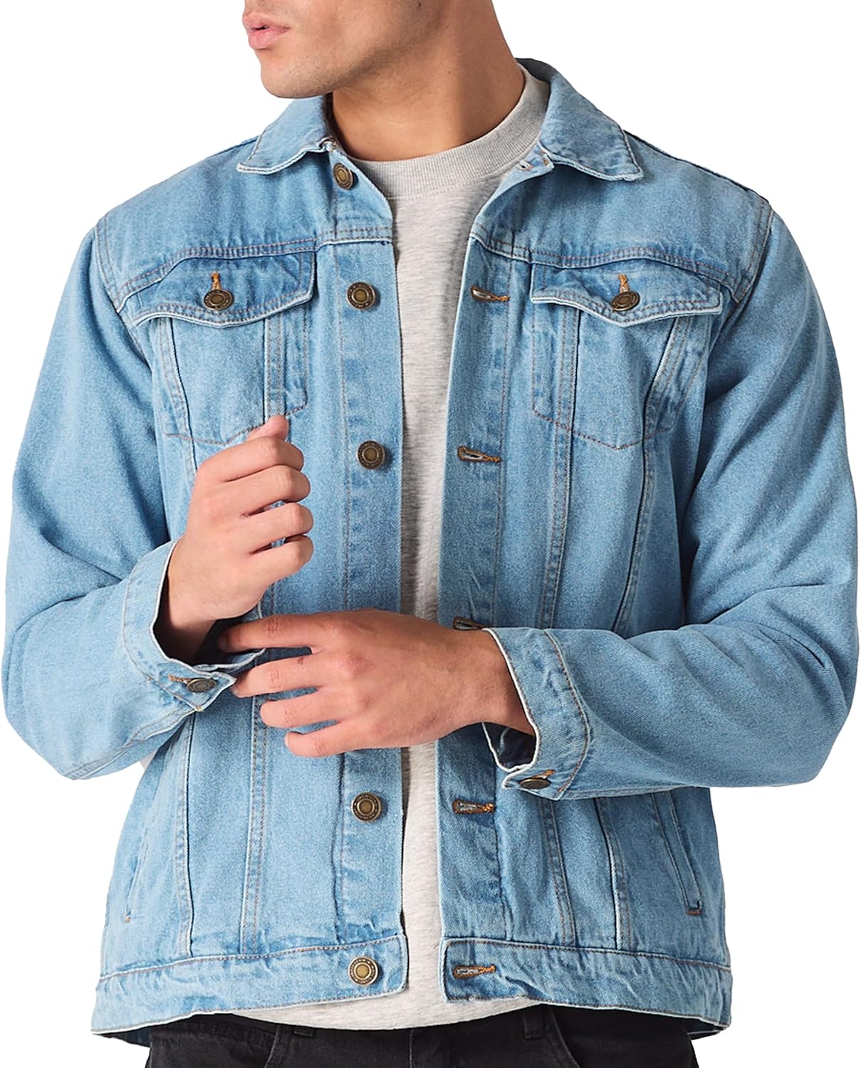Denim Jacket Men – Casual Vintage Regular Fit Button Down Trucker Style \u2013 Mens Jean Jackets Stylish Everyday Outerwear