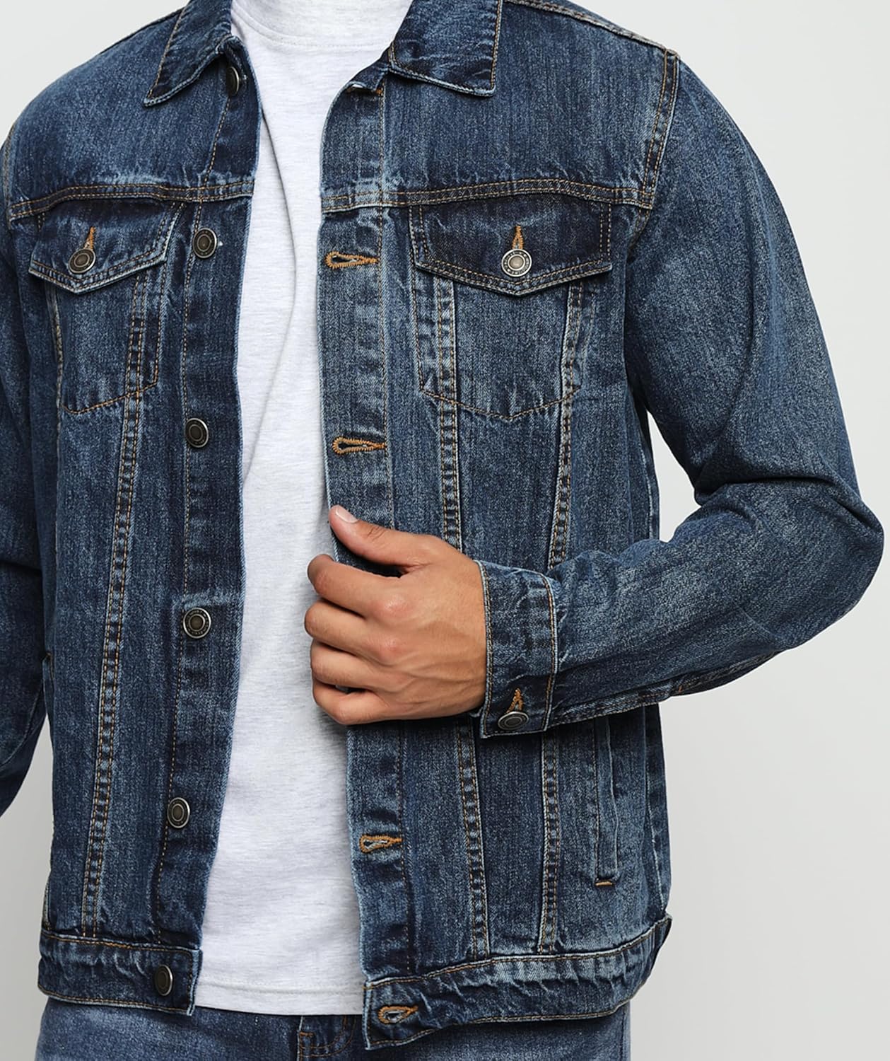 Denim Jacket Men – Casual Vintage Regular Fit Button Down Trucker Style \u2013 Mens Jean Jackets Stylish Everyday Outerwear