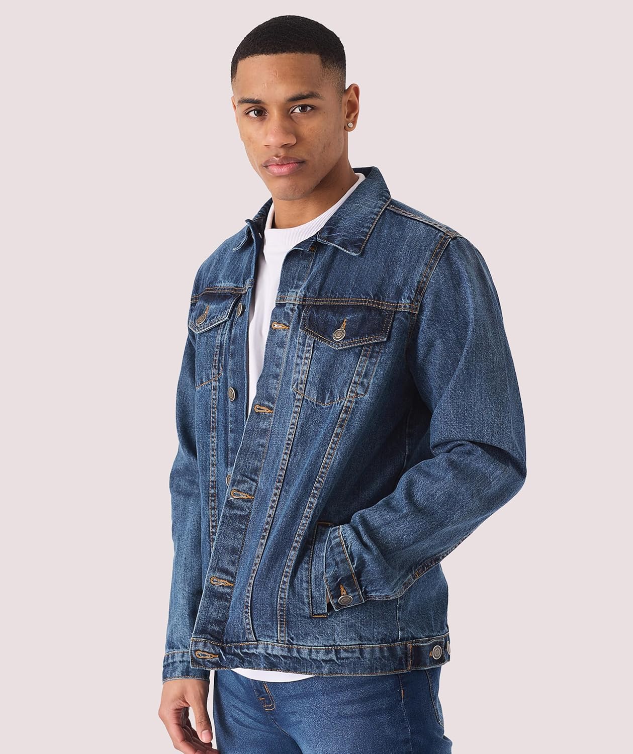 Denim Jacket Men – Casual Vintage Regular Fit Button Down Trucker Style \u2013 Mens Jean Jackets Stylish Everyday Outerwear