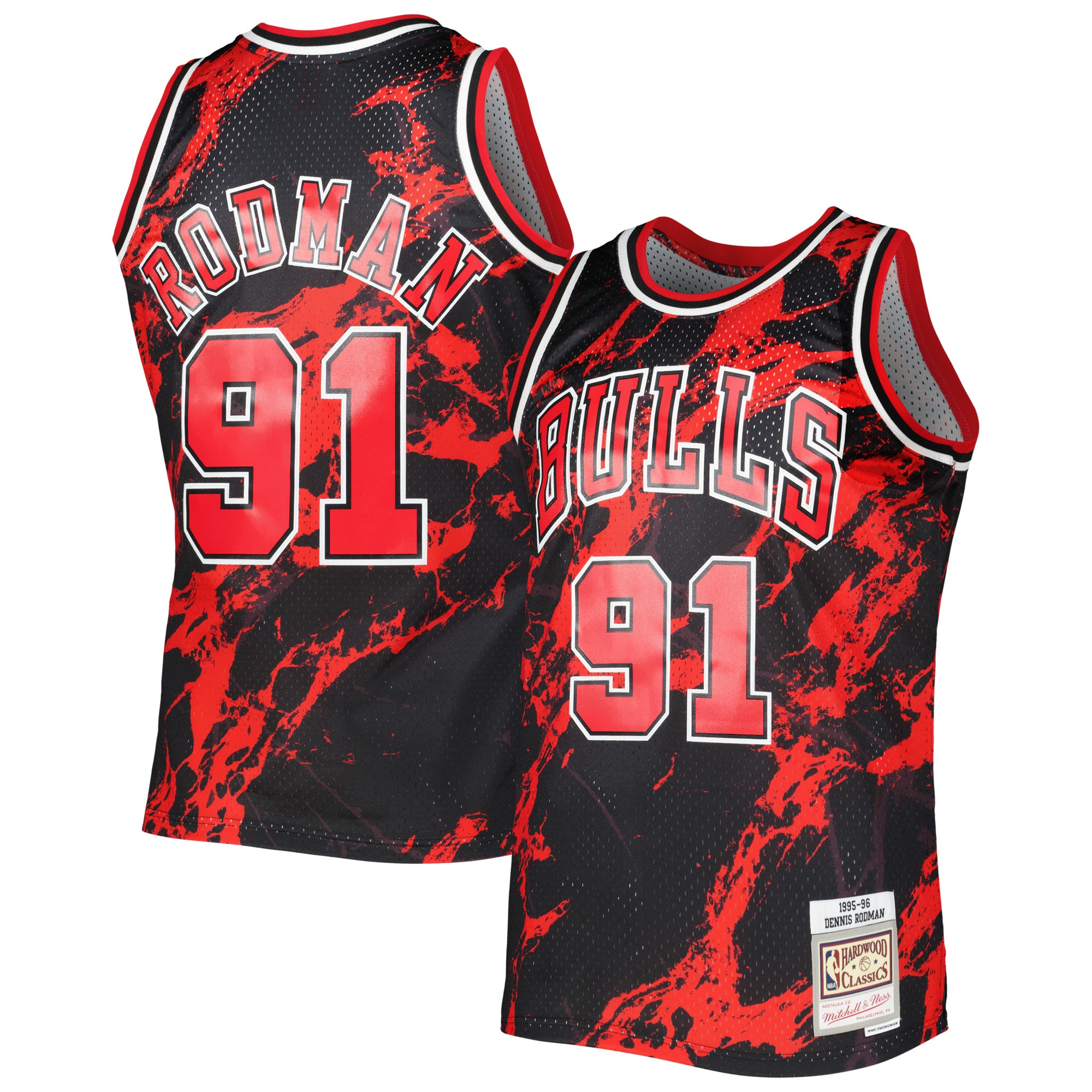Dennis Rodman Bulls Marble Jersey - Ultimate 1995/96 Swingman #91