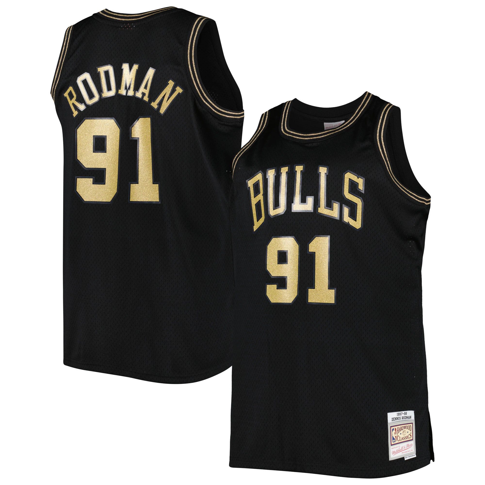 Mitchell Ness Rodman Black Jersey - Amazing #91 Bulls Hardwood Classics