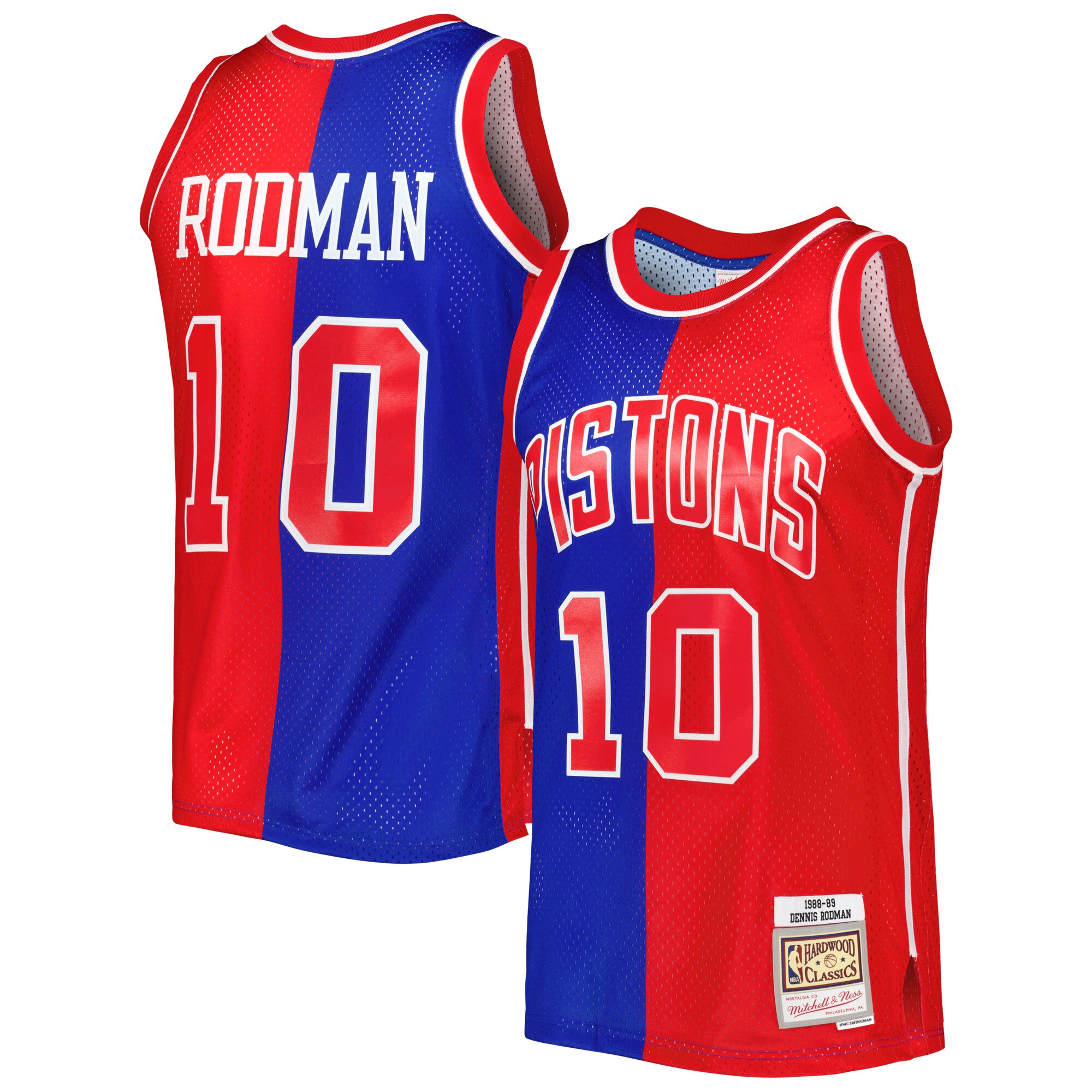 Exclusive Mitchell Ness Rodman Split Jersey - 1988/89 Pistons #10