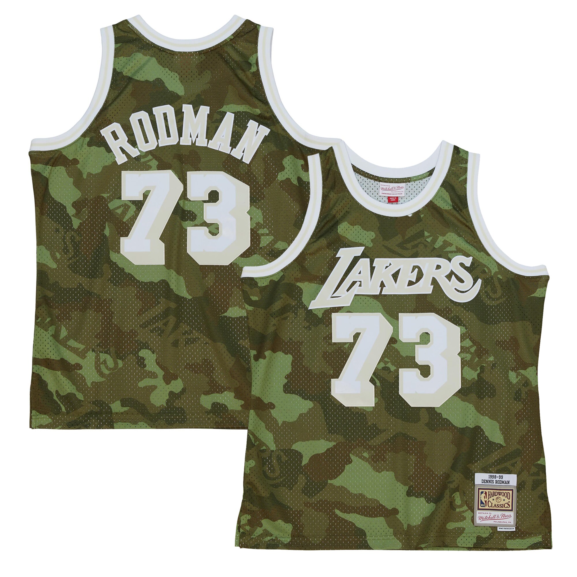 Mitchell Ness Rodman Camo Jersey - Exclusive 1998/99 Lakers #73 Swingman