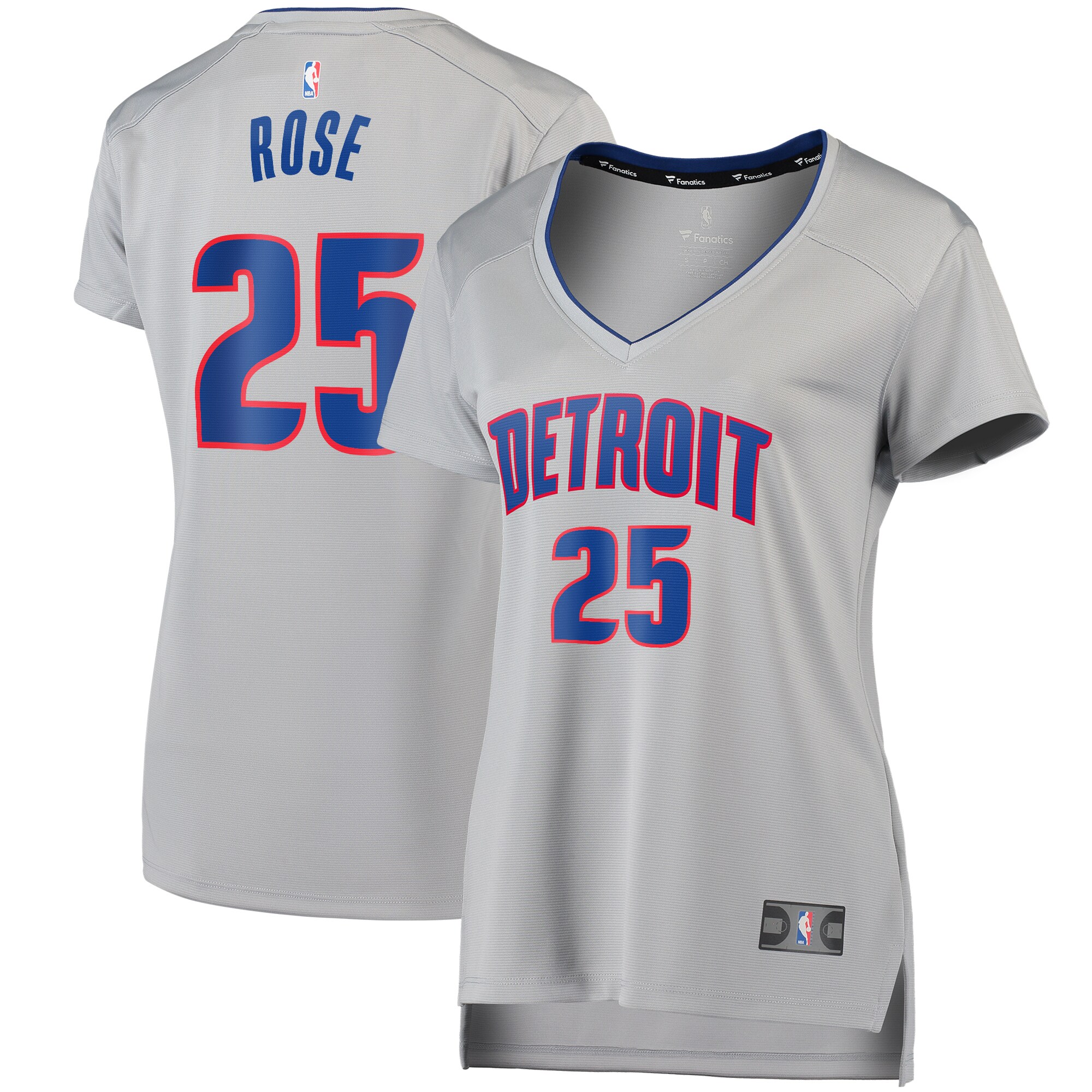 Fanatics Derrick Rose Women's Jersey Gray - Amazing #25 Pistons Replica