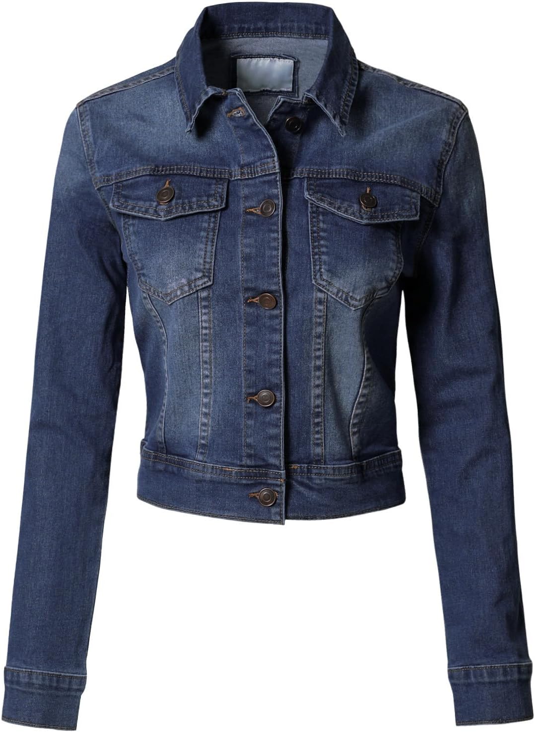 Design by Olivia Women’s Classic\/Destroyed Vintage Washed Long Sleeve Denim Jean Jacket