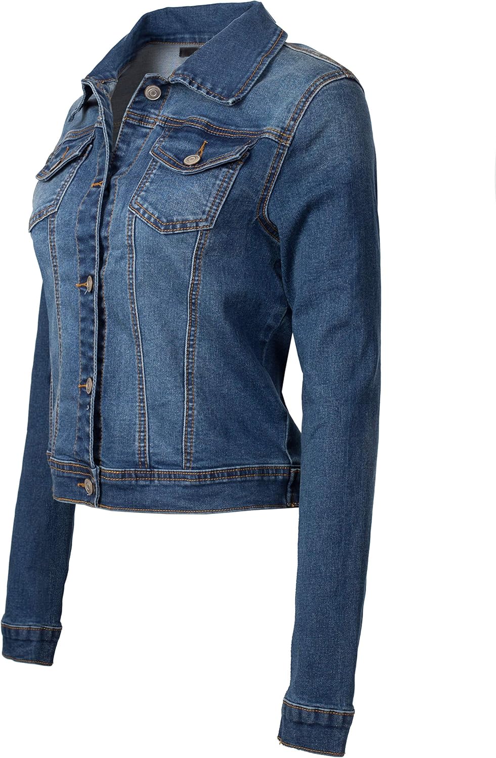 Design by Olivia Women’s Classic\/Destroyed Vintage Washed Long Sleeve Denim Jean Jacket