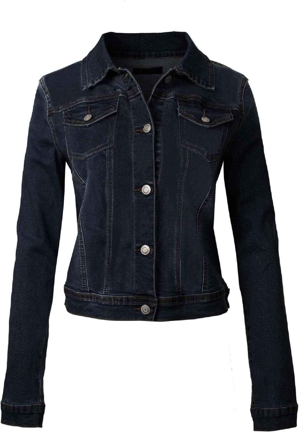 Design by Olivia Women’s Classic\/Destroyed Vintage Washed Long Sleeve Denim Jean Jacket