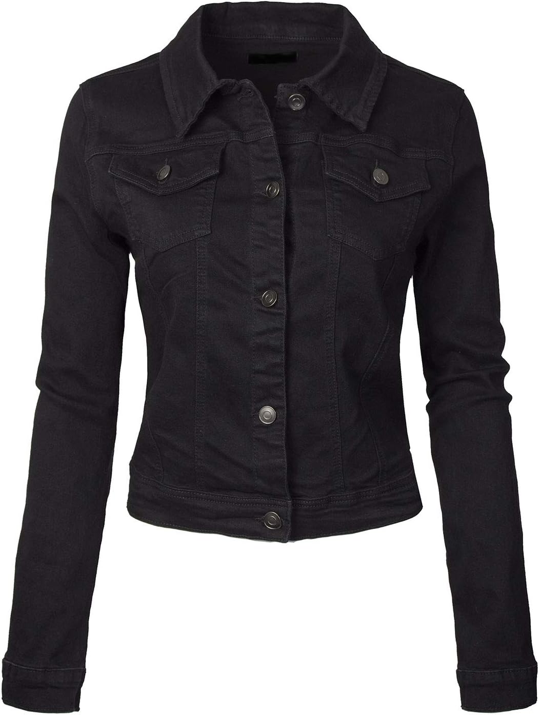 Design by Olivia Women’s Classic\/Destroyed Vintage Washed Long Sleeve Denim Jean Jacket