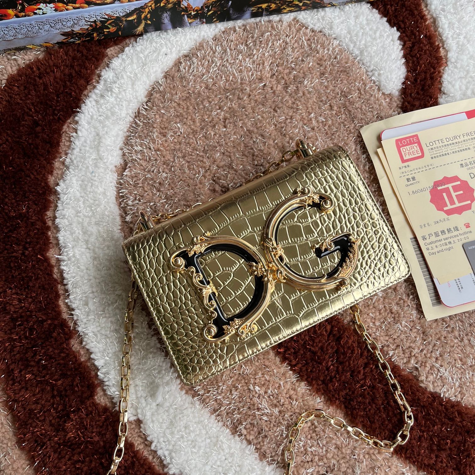 Dg Gold Bag DG Girls Royal Green And Gold Top Handle Bag