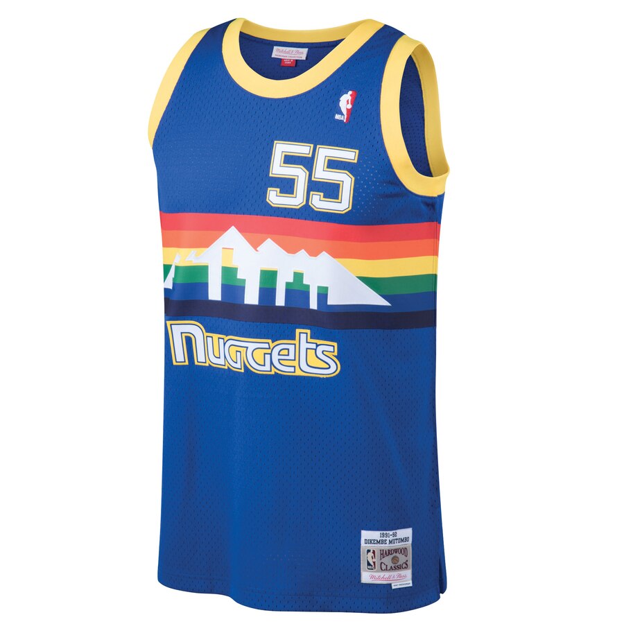 Exclusive Mitchell & Ness Dikembe Mutombo Nuggets #55 Swingman Jersey 1991-92 Blue