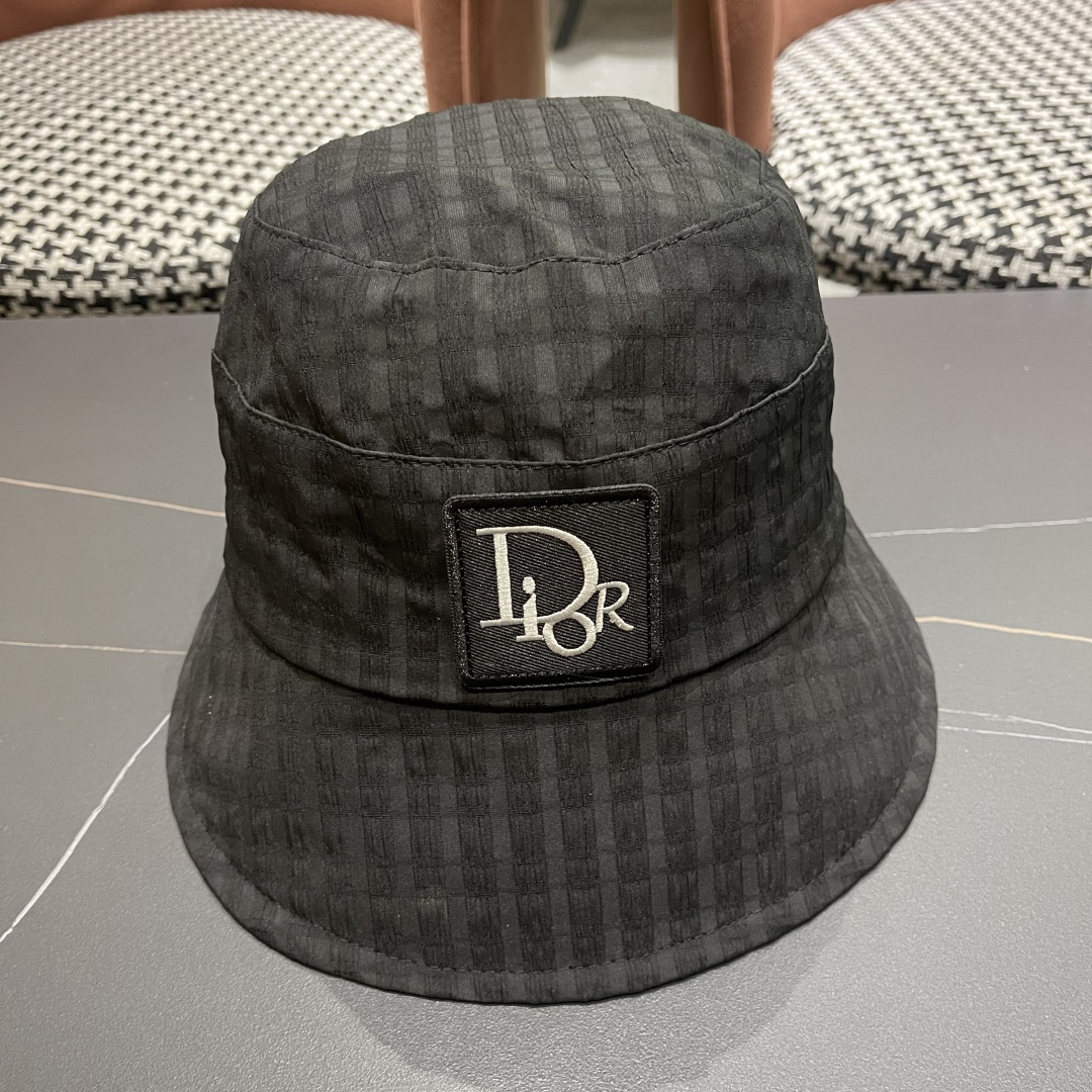 Dior Black Checkered Bucket Hat - Designer Headwear