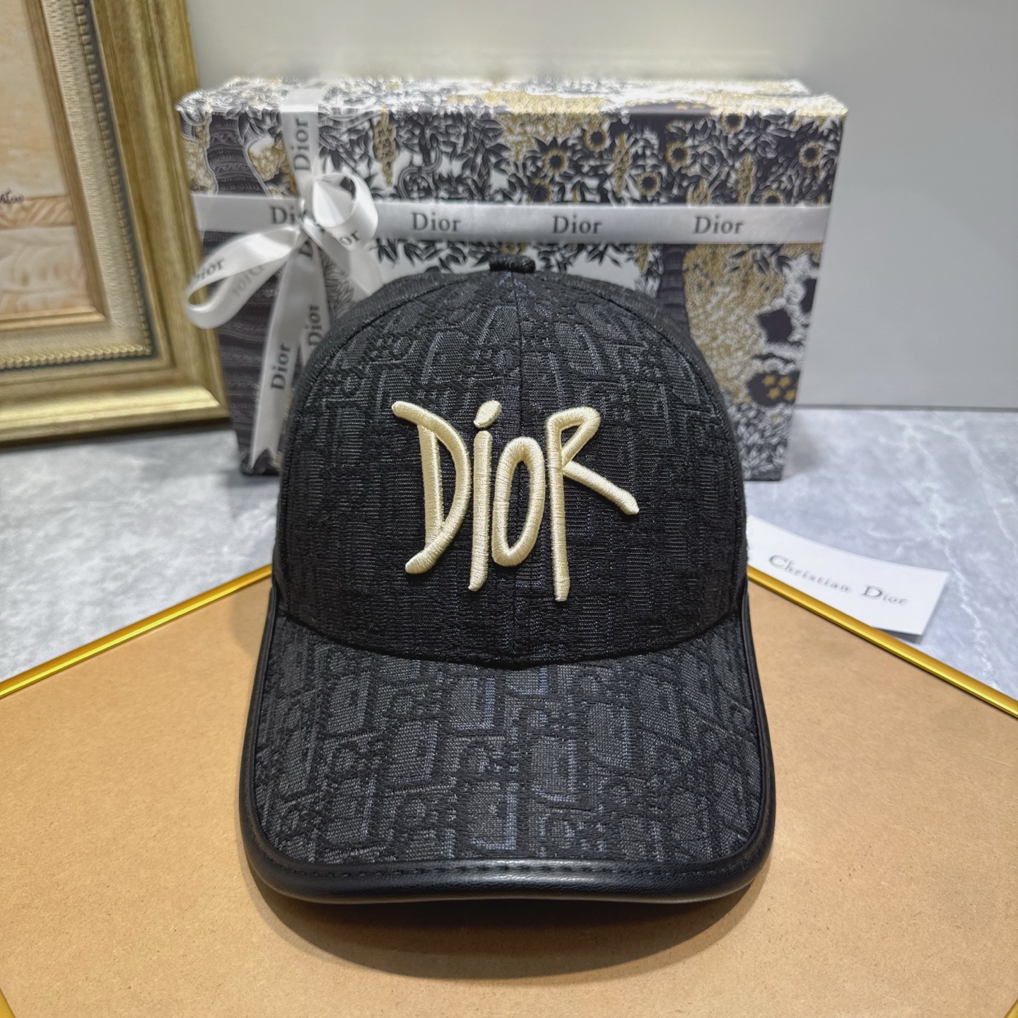 Dior Black Oblique Cap - Dior Black Oblique Embroidered Baseball Cap