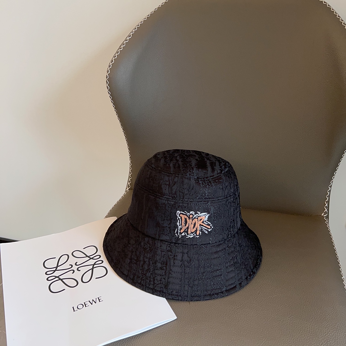 Dior Black Jacquard Bucket Hat - Designer Headwear