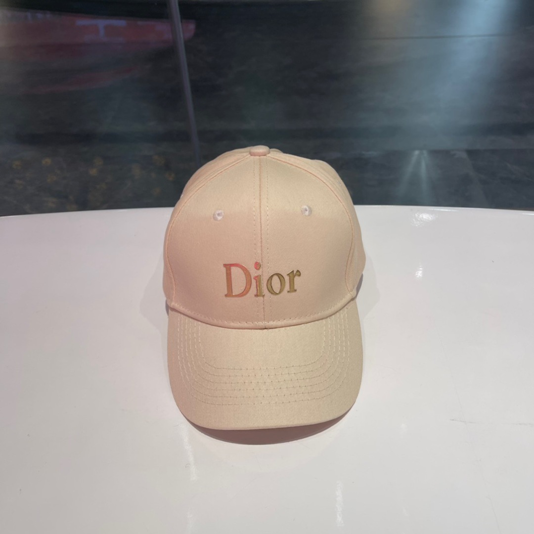 Dior Beige Cotton Twill Cap - Gold Logo