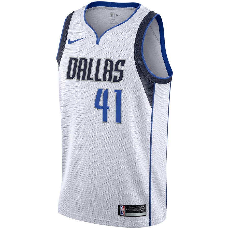 Nike Dirk Nowitzki Jersey White - Premium #41 Mavericks Fan Gear