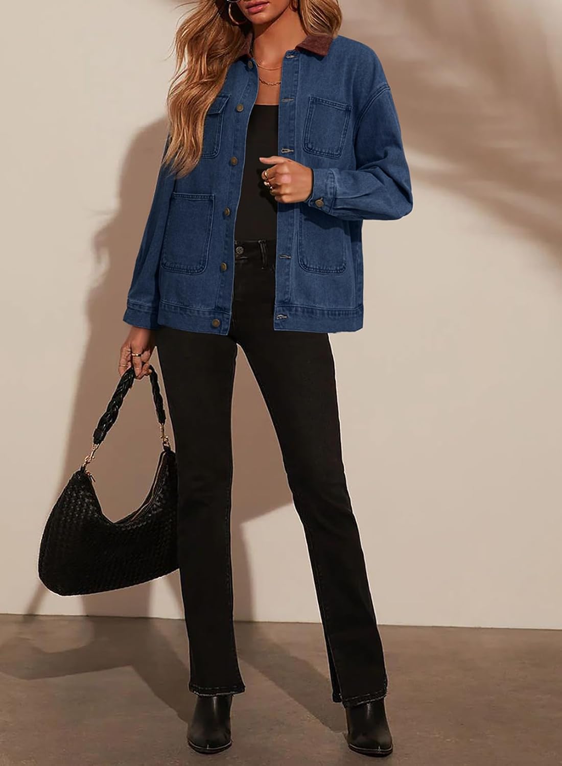 Dokotoo Denim Jackets for Women Casual Long Sleeve Oversized Jean Jacket Fall Clothes 2025