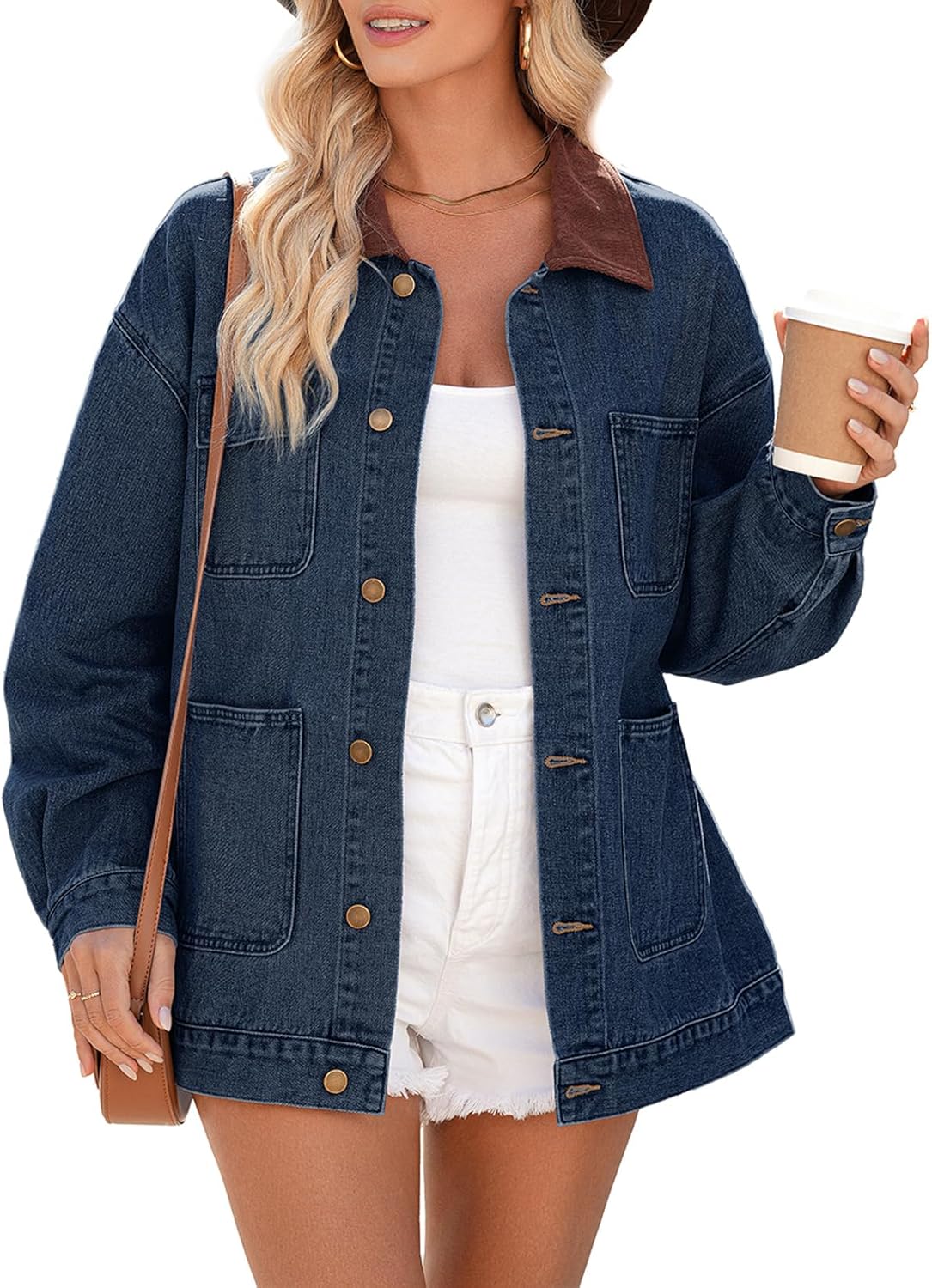 Dokotoo Denim Jackets for Women Casual Long Sleeve Oversized Jean Jacket Fall Clothes 2025