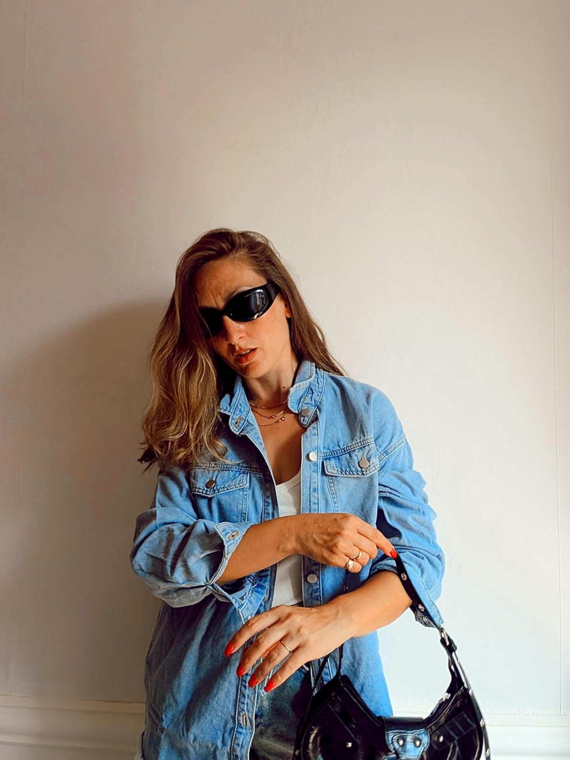 Dokotoo Women’s Oversized Denim Jacket Casual Long Sleeve Denim Shirts Distresse Jean Jacket Fall Outfits 2025