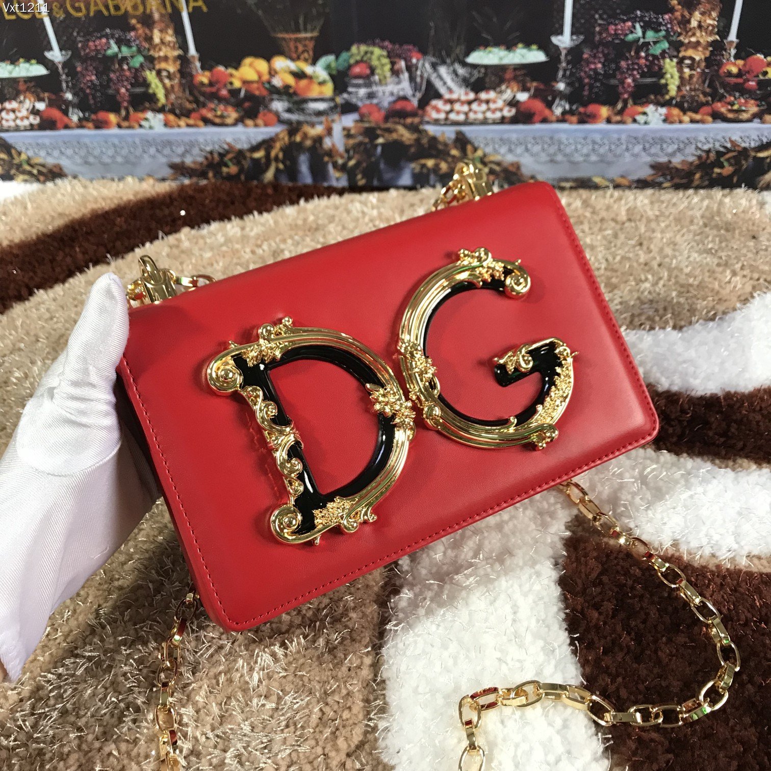 Dolce&Gabbana Girls Logo Leather Phone Crossbody Bag |red