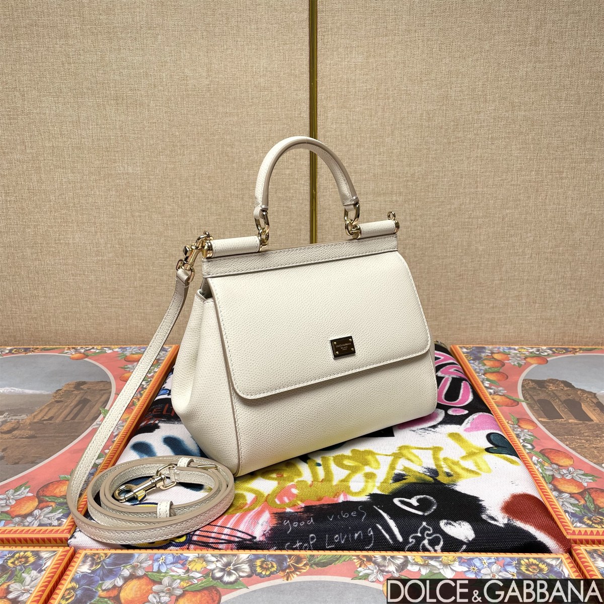 DOLCE&GABBANA Sicily Medium White Top Handle Bag