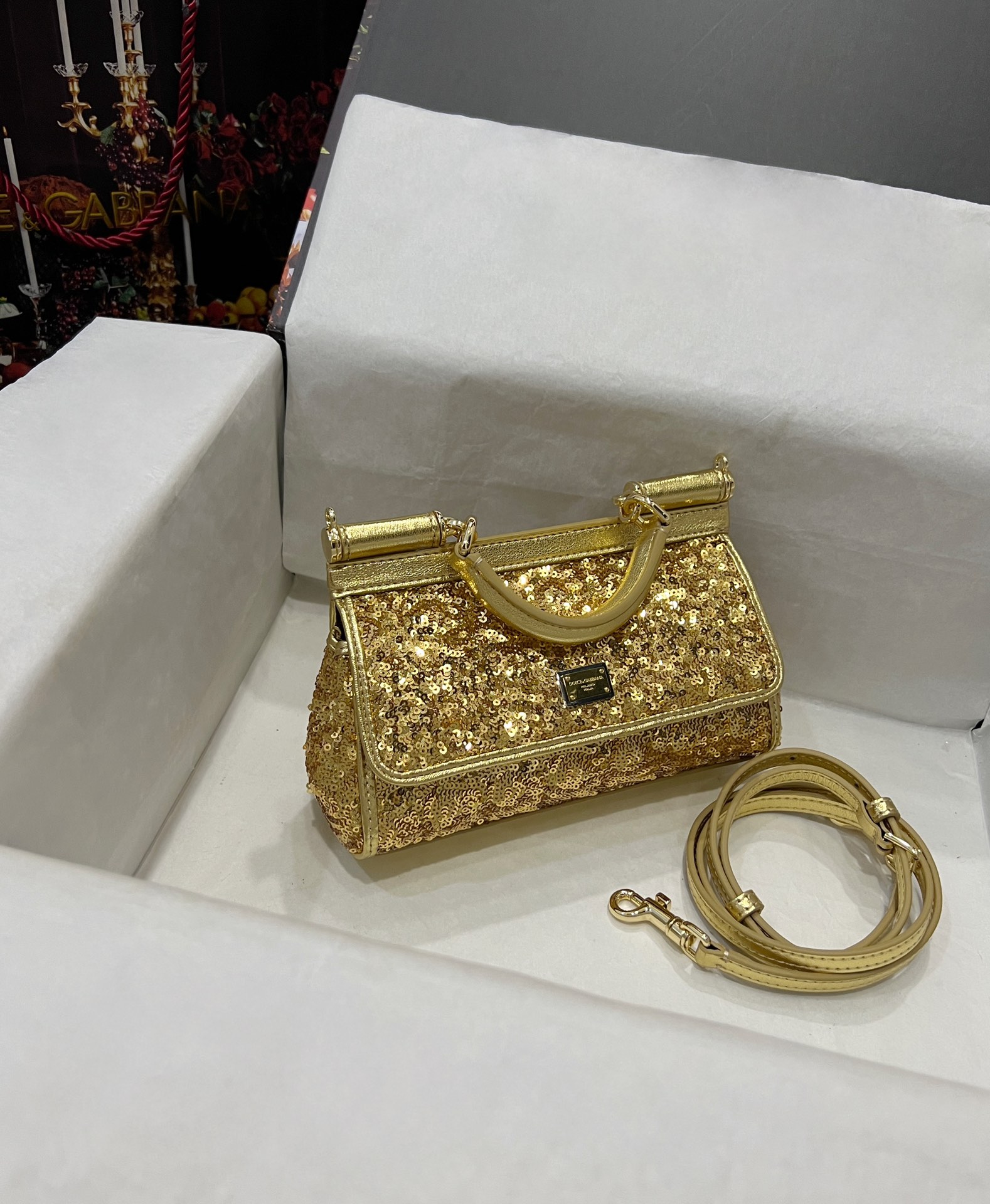 Dolce&Gabbana Small Sicily sequin bag for Women - Gold in