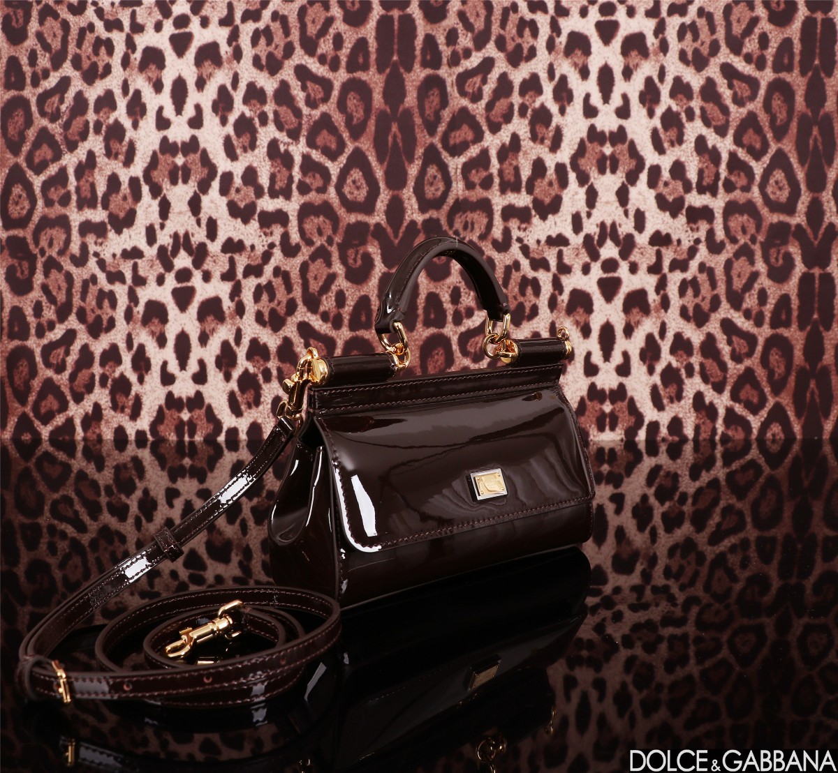 Dolce & Gabbana Burgundy Patent Leather Mini Miss Sicily