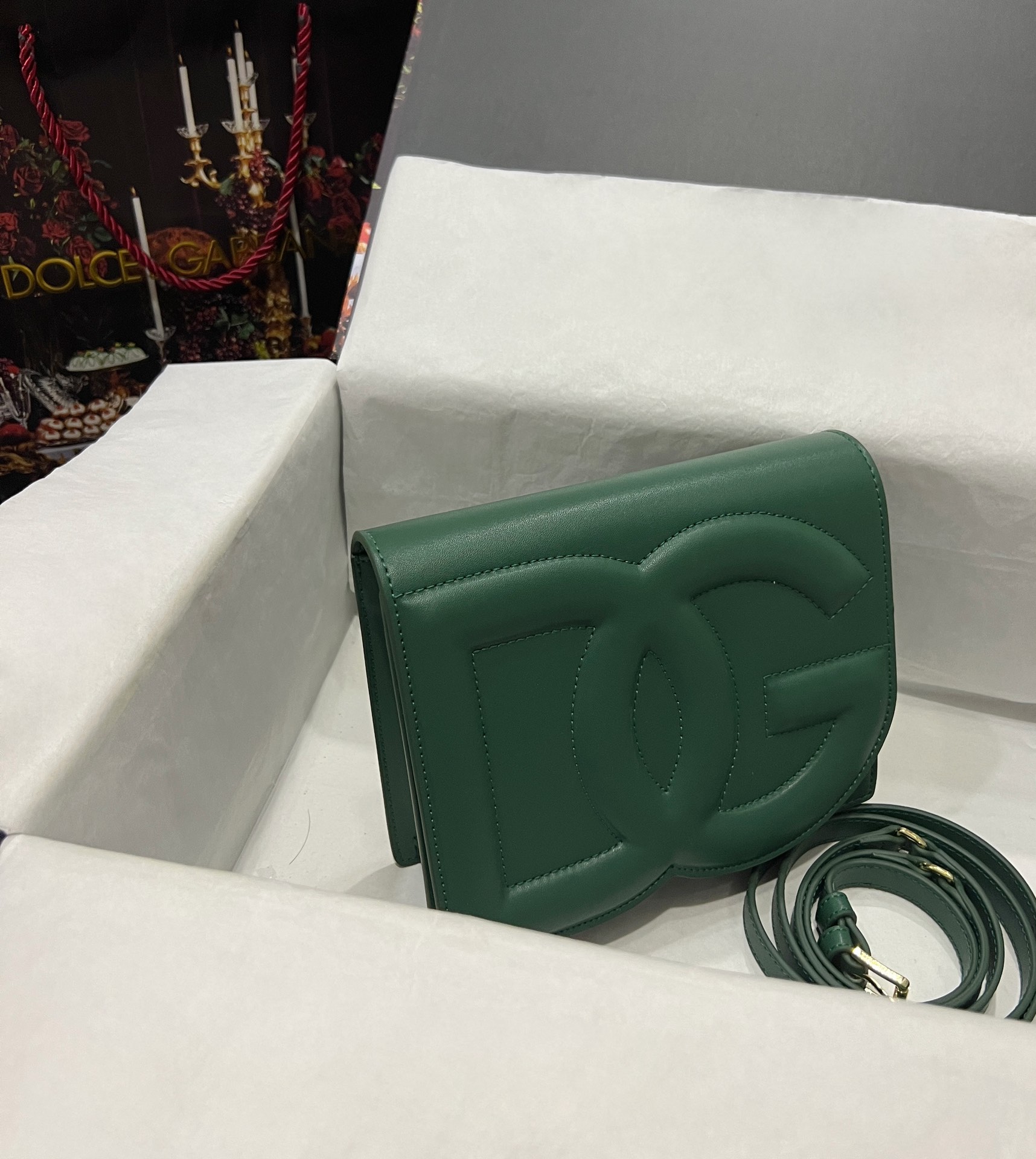 Dolce & Gabbana Calfskin DG logo crossbody bag in Green for Women |