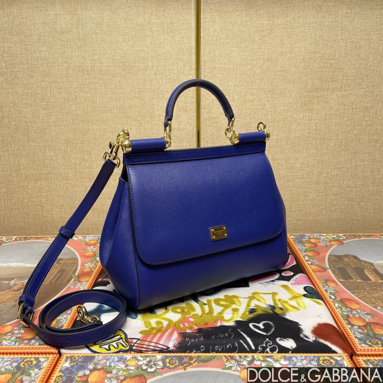 DOLCE & GABBANA Dauphine Medium Miss Sicily Satchel Blue