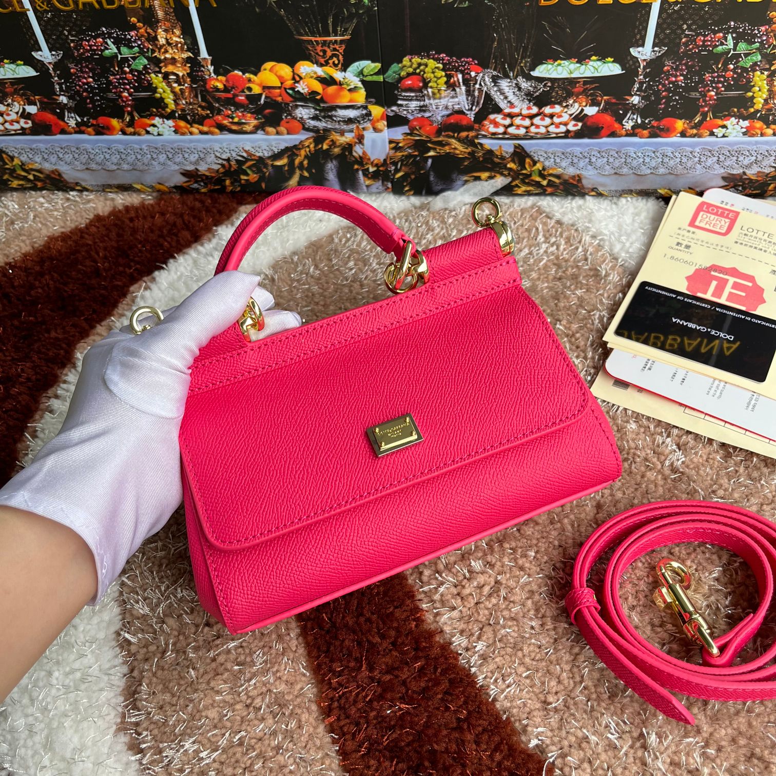 DOLCE & GABBANA Dauphine Small Miss Sicily Satchel Pink 1210564