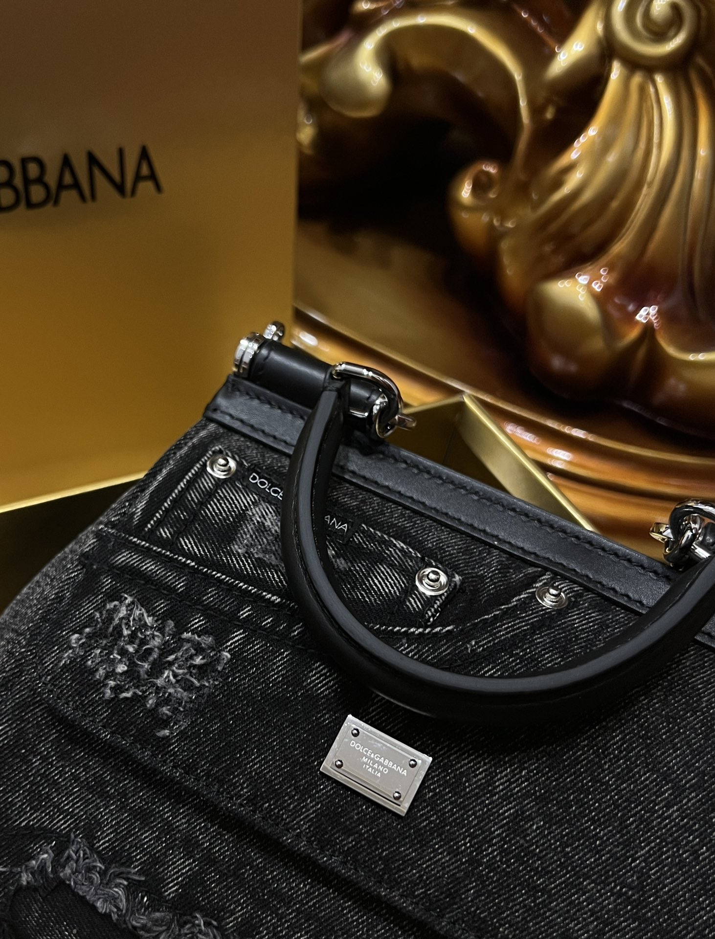 Dolce & Gabbana Denim Sicily Mini w/ Tags - Black Crossbody