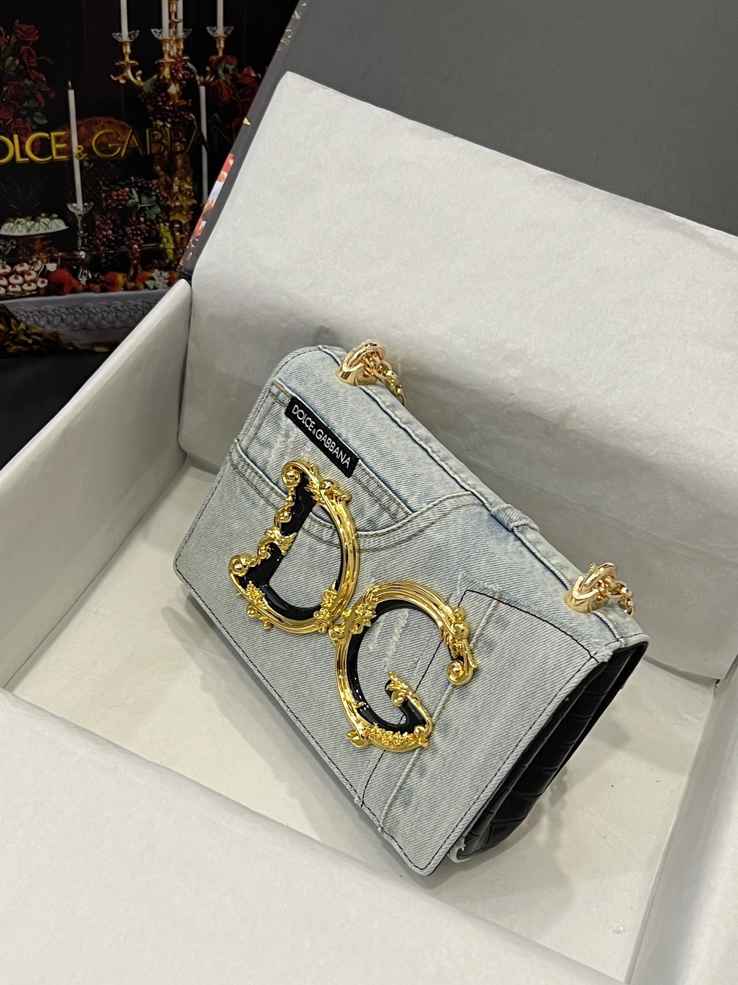 Dolce & Gabbana DG Girls bag in patchwork denim and plain calfskin in