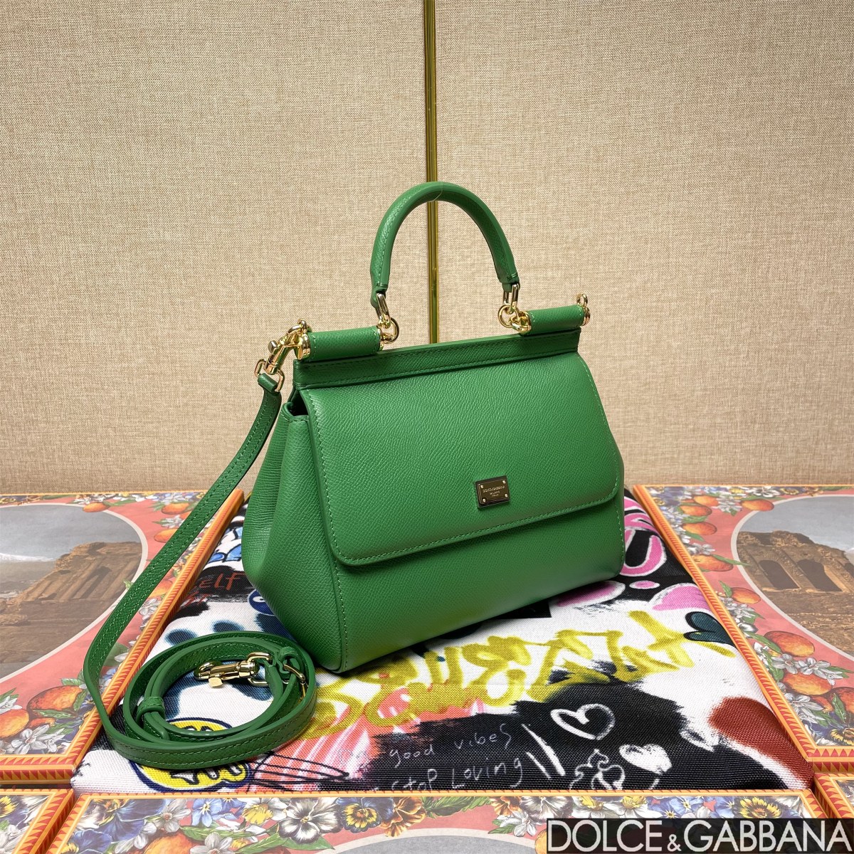 Dolce & Gabbana Green Leather Medium Miss Sicily Top