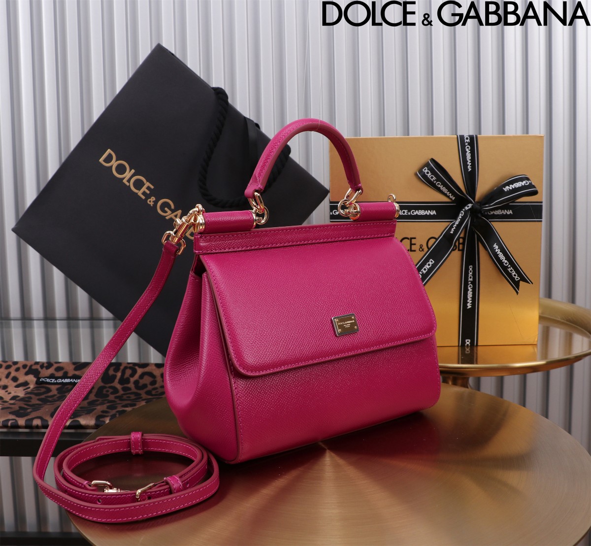 Dolce & Gabbana Hot Pink Leather Small Miss Sicily
