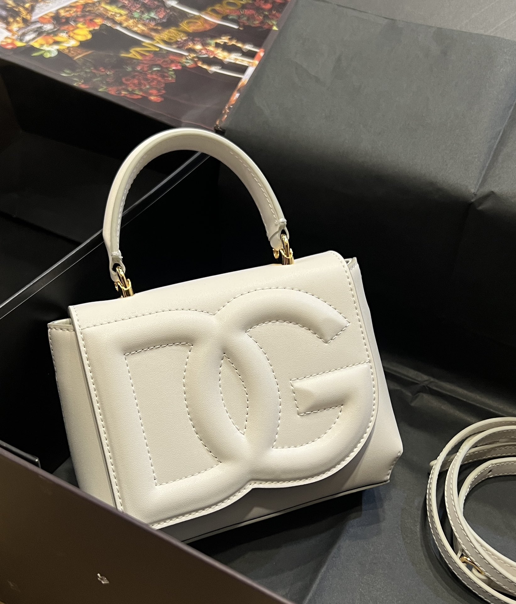 Dolce & Gabbana Leather DG Logo Top-Handle Bag white
