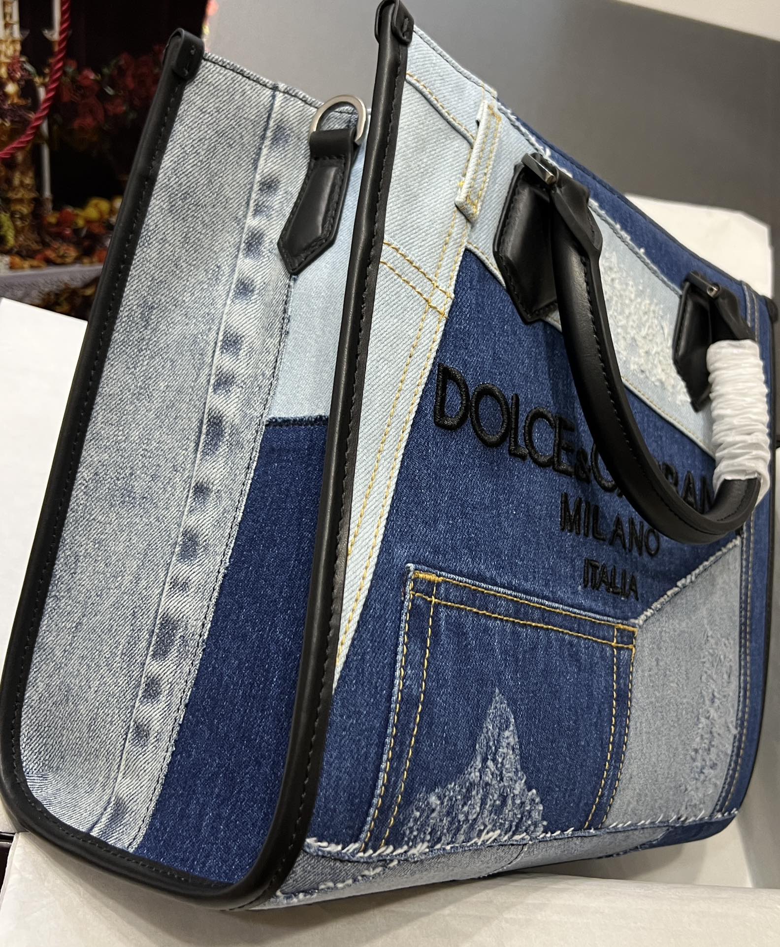 Dolce & Gabbana logo-embroidered Denim Tote Bag