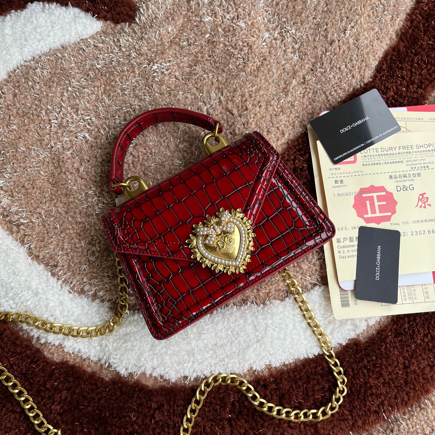 Dolce & Gabbana Medium crocodile skin Devotion bag in Red for Women | Dolce&Gabbana® US