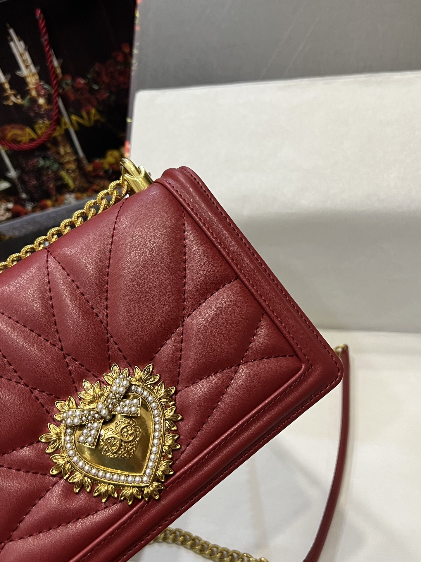 Dolce & Gabbana Medium Devotion bag in quilted nappa leather in Red for Wome