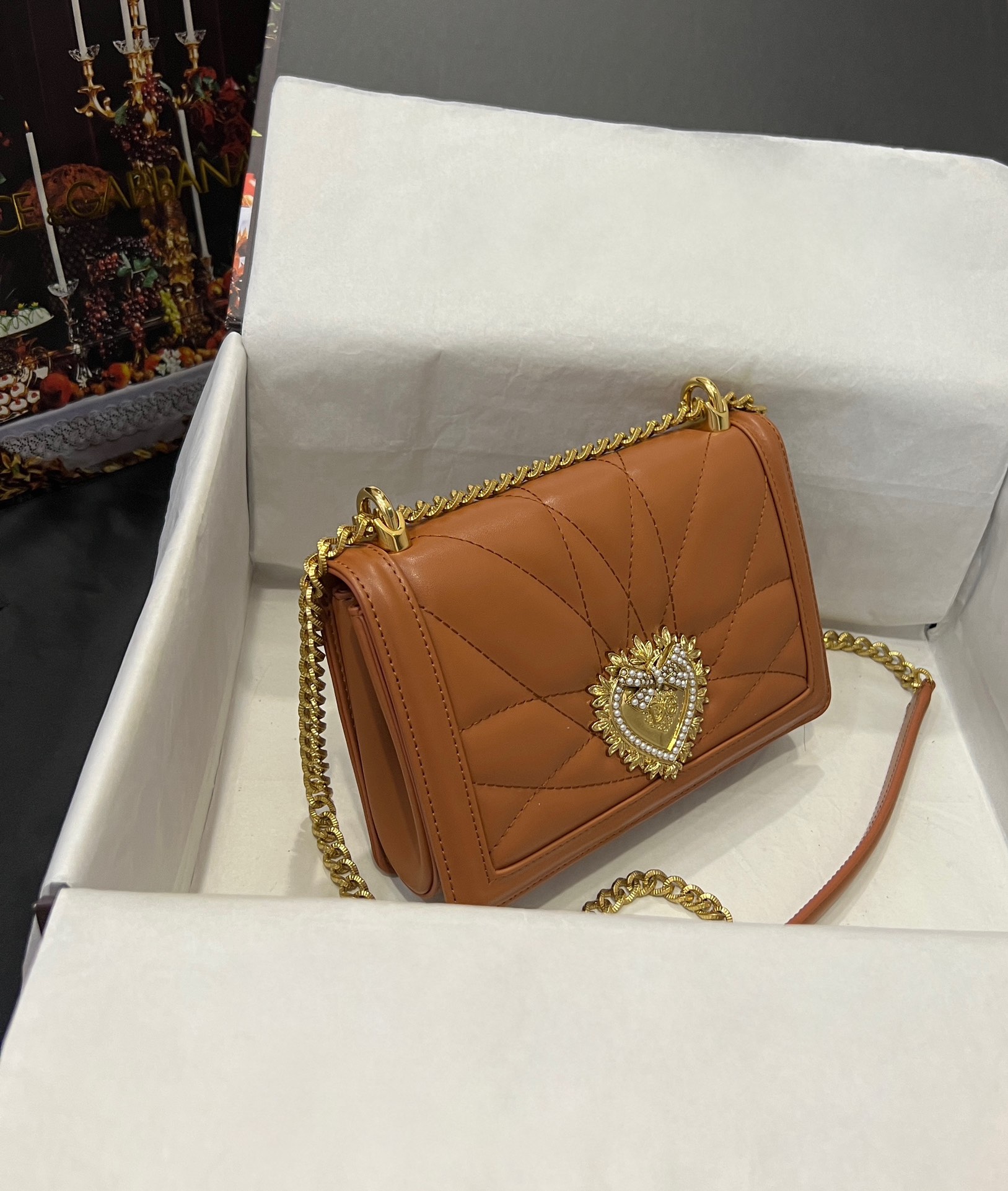 Dolce & Gabbana Medium Devotion shoulder bag in Beige for Women |