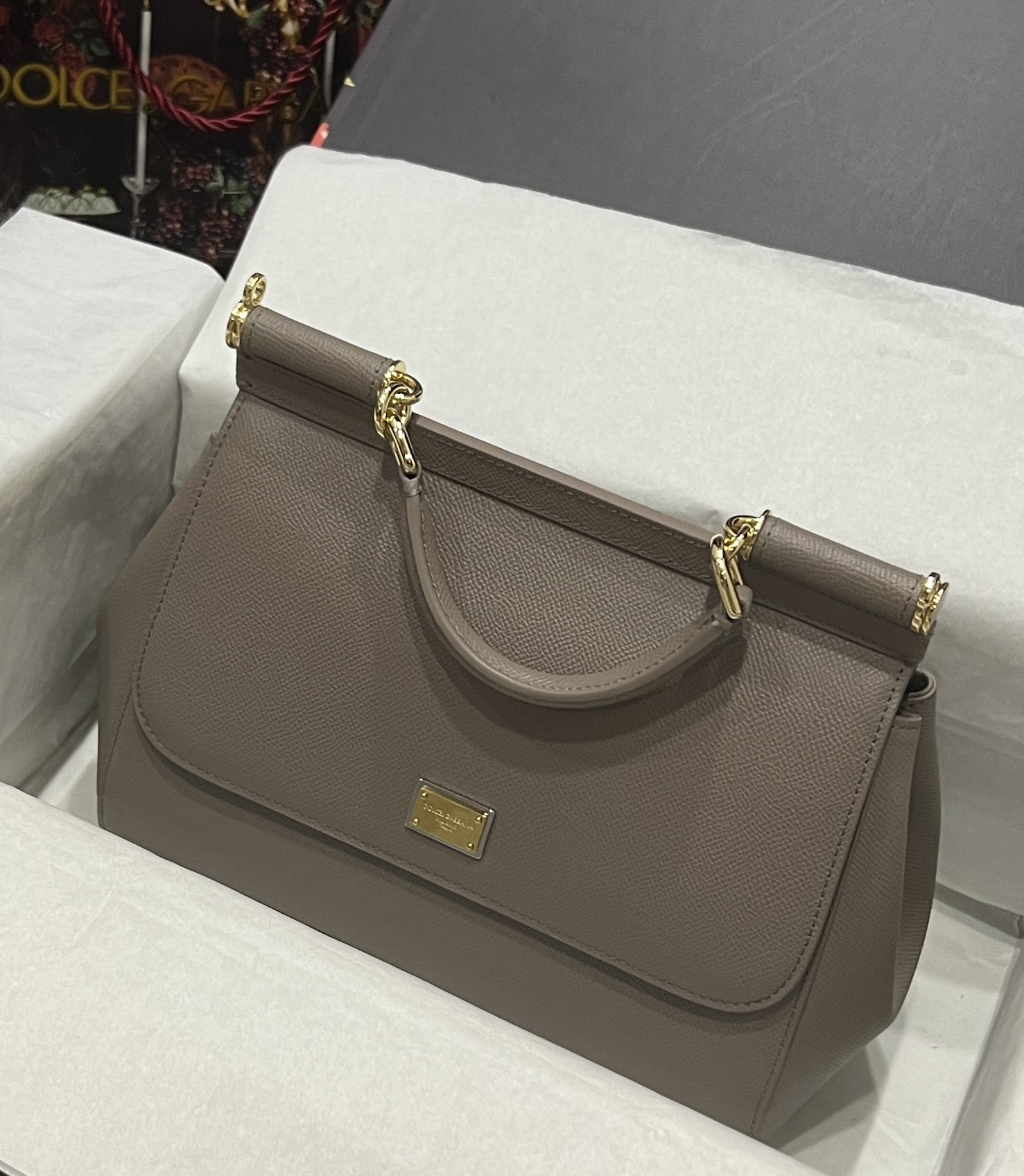 Dolce & Gabbana Medium Sicily handbag in Dauphine leather in Beige for