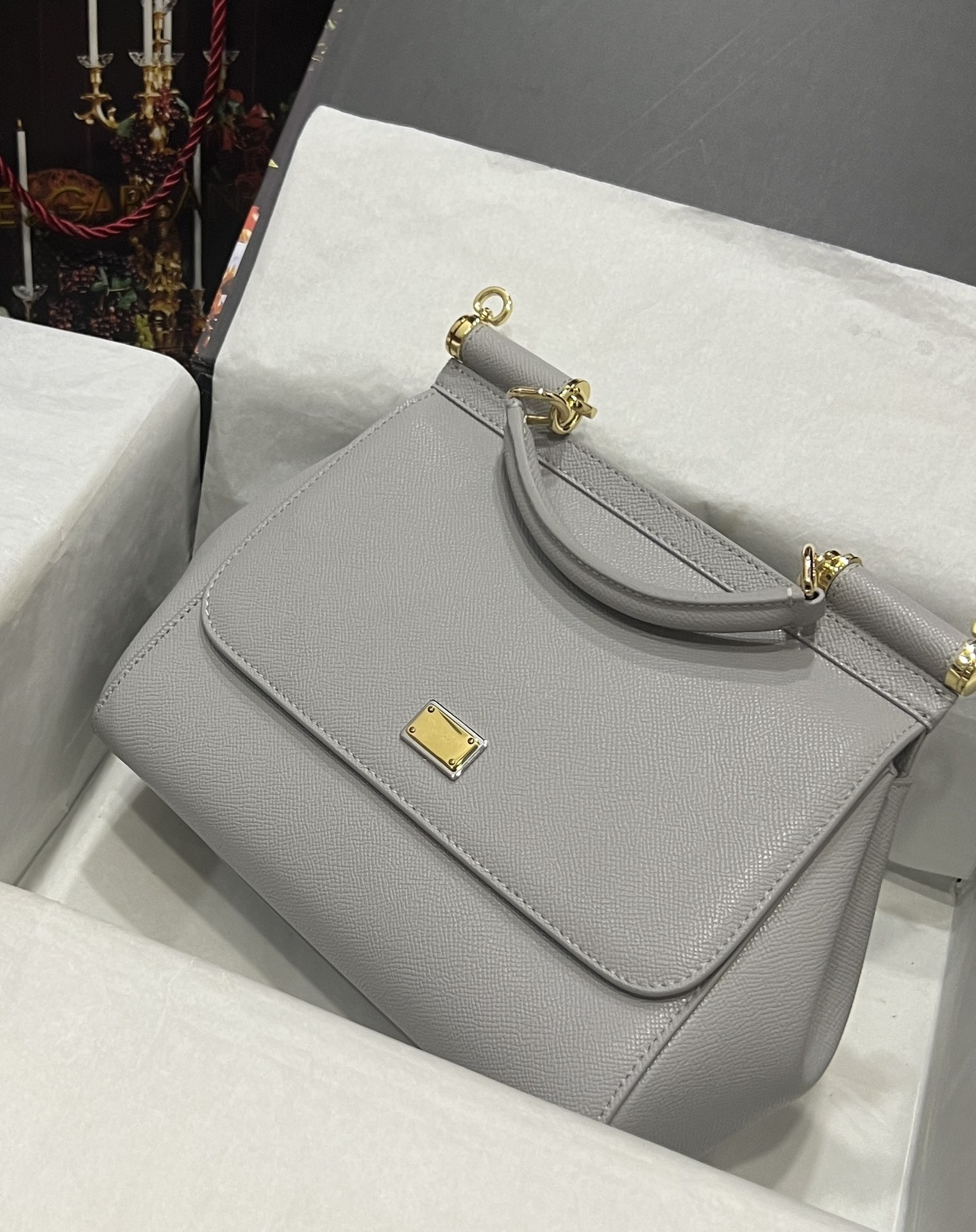 Dolce & Gabbana Medium Sicily handbag in Dauphine leather in Beige for Women | Dolce&Gabbana®