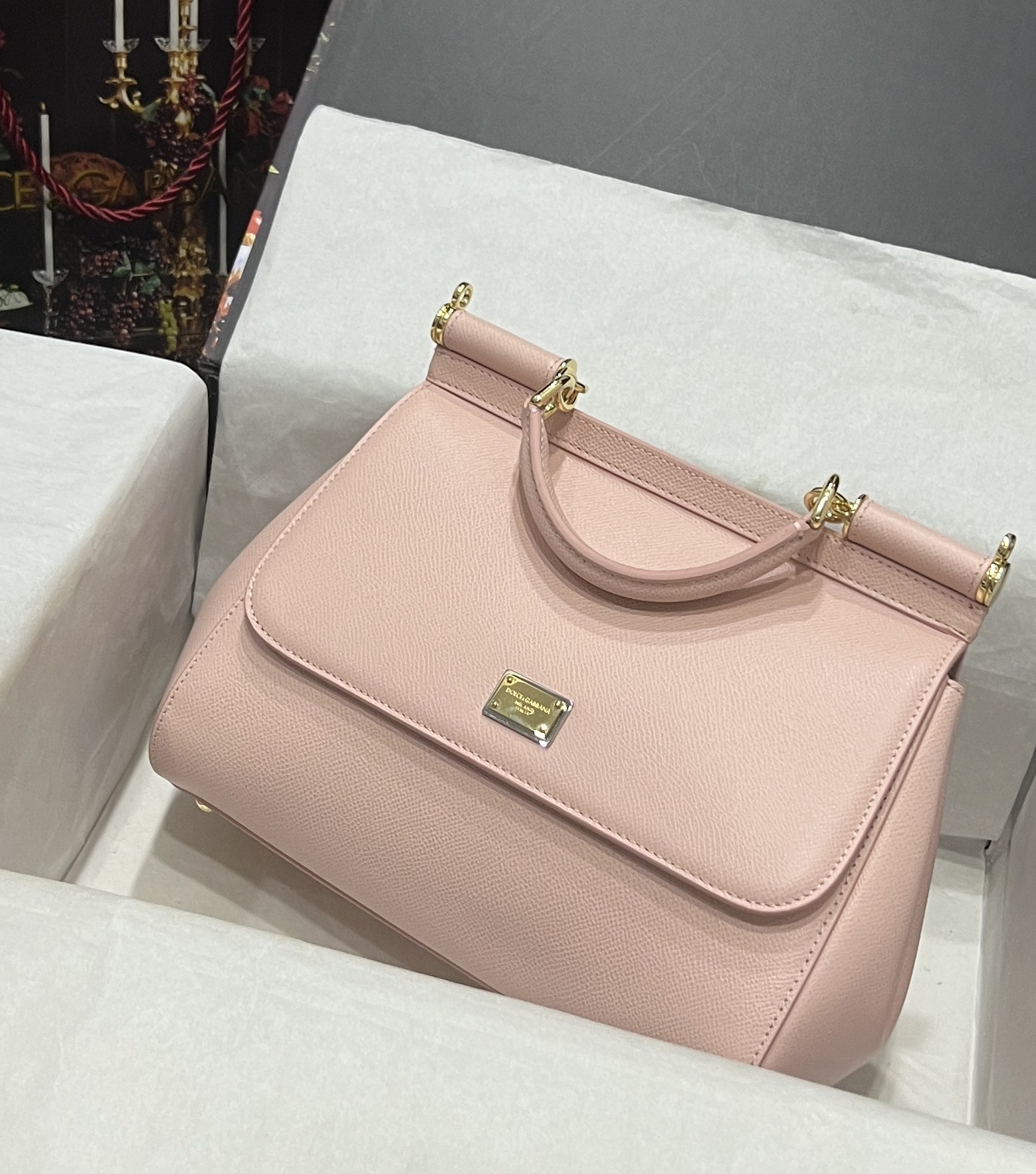 Dolce & Gabbana Medium Sicily handbag in Dauphine leather in Beige for Women | Dolce&Gabbana®