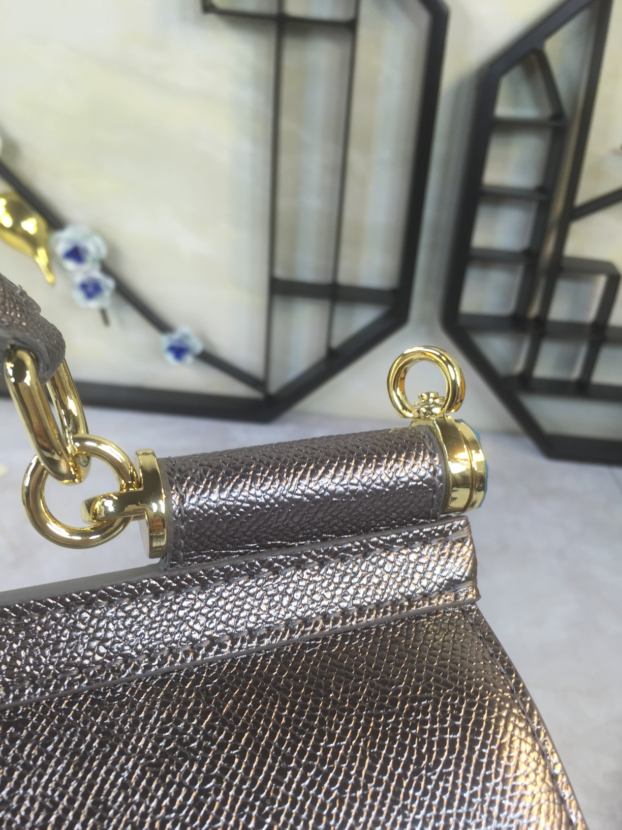 Dolce & Gabbana Metallic Leather Medium Miss Sicily To