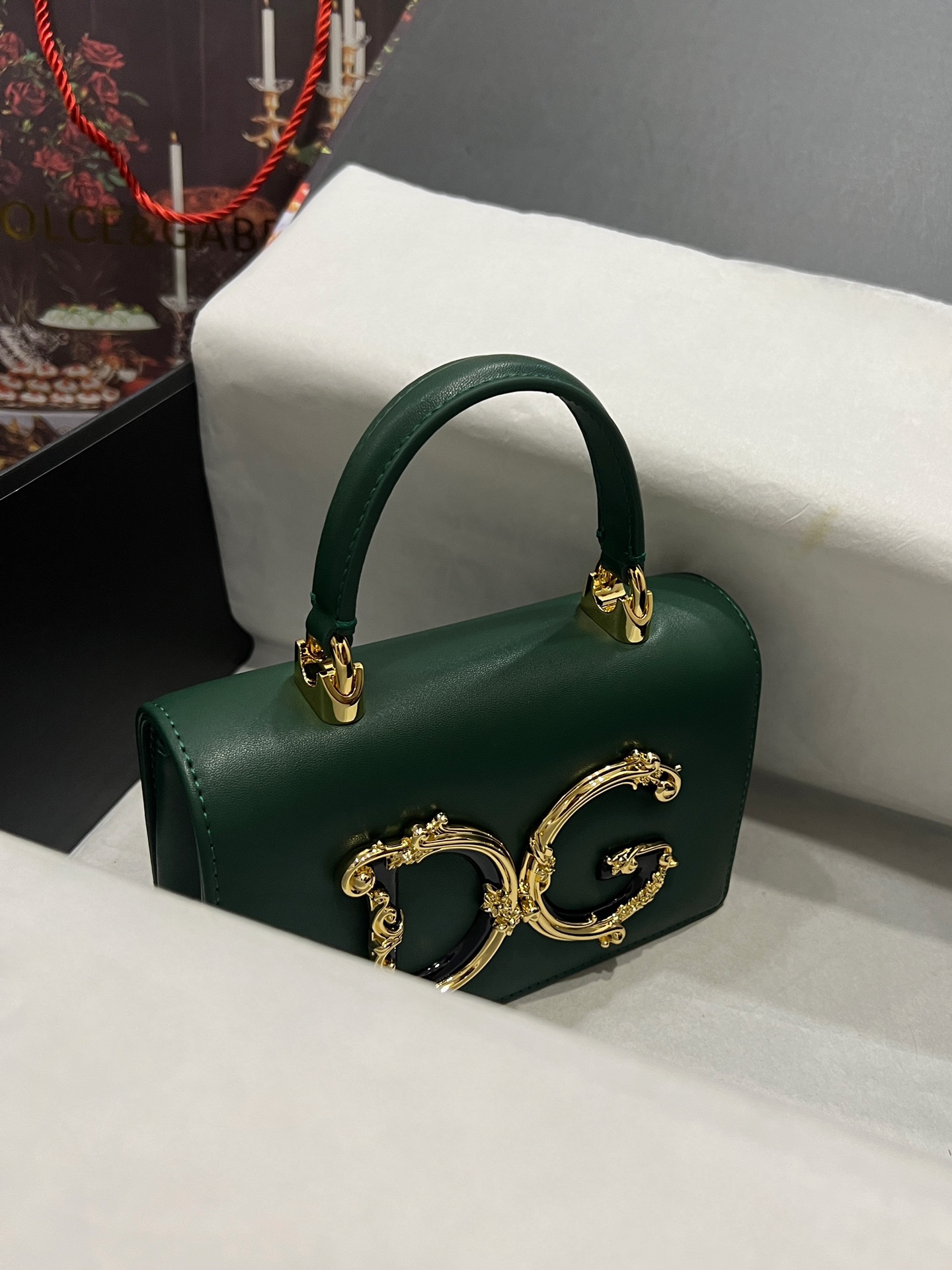 Dolce & Gabbana Mini DG Girls Leather Tote Bag | green